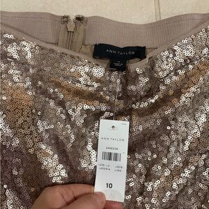 NWT Ann Taylor Sequin Midi Skirt - Rose Gold/Champagne Sparkle Party Skirt Sz 10